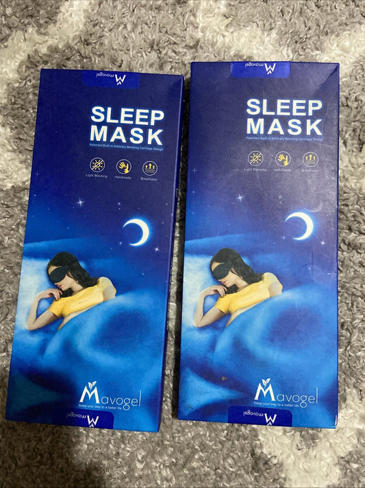 (QTY 2) Mavogel Sleep Eye Mask Cotton Updated Design 100% Light Blocking 