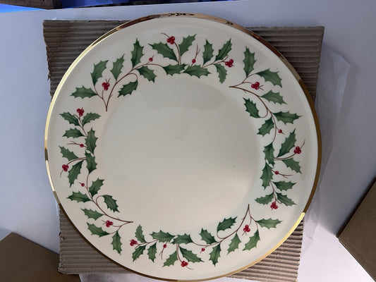 Lenox Plate Holiday Christmas Holly Porcelain 10.5" Dinnerplate 4pc  MSRP $78/pc