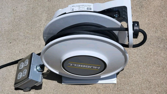 Hubbell HbLI45123 20 amp 250V White Industrial Reel With 4 Outlets